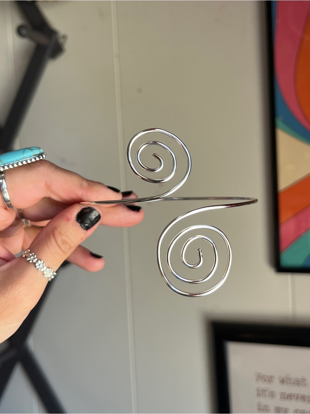 Handmade Silver Spiral Open Cuff Bracelet - Modern Swirl Design